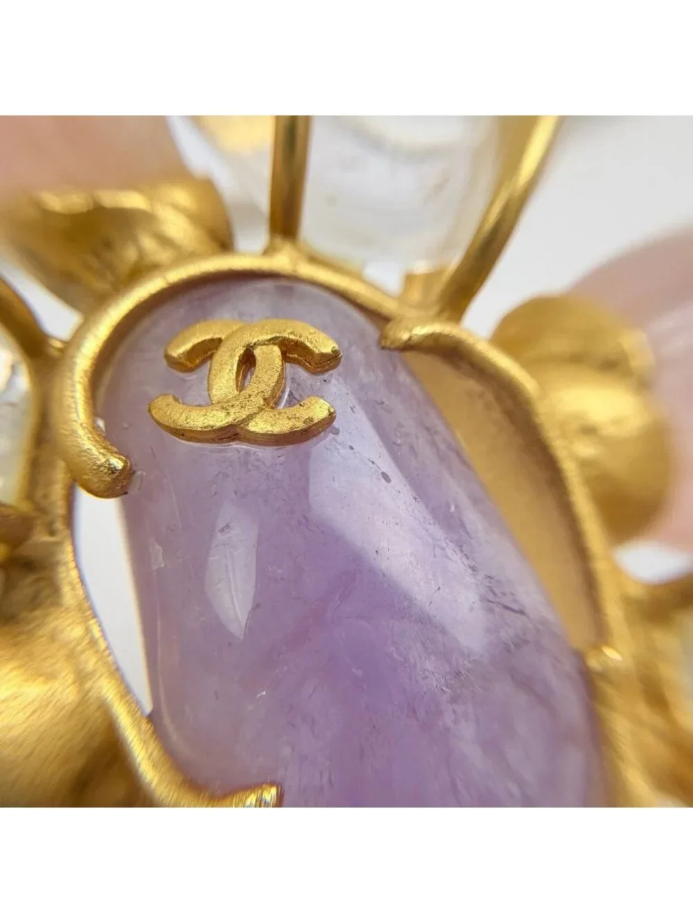 Chanel Color Stone Brooch CC Logo Gold Plated Multicolor